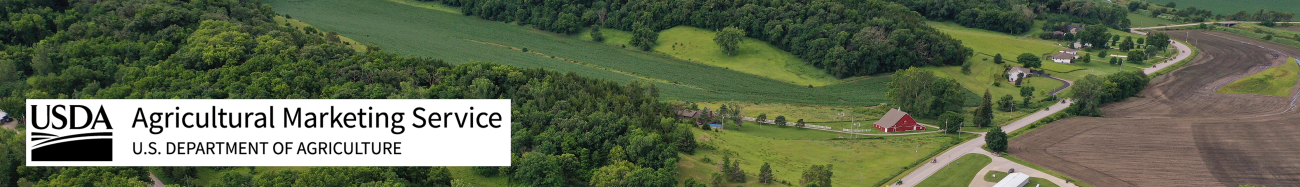 An aerial view of a farmstead and crops.